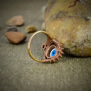 Nakshmart 925 Sterling Silver Evil Eye Statement Ring for Women