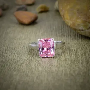 Nakshmart Pink Kunzite 925 Sterling Silver Bezel Statement Ring
