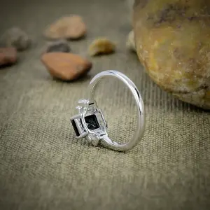 Black Spinel 925 Sterling Silver Bezel Statement Ring by Nakshmart