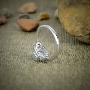 Nakshmart White Topaz Statement Ring in 925 Sterling Silver