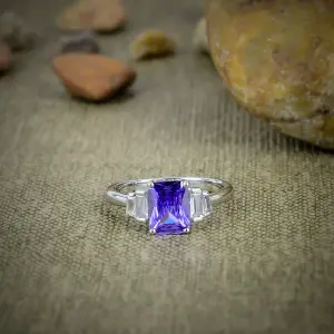 Nakshmart Tanzanite Quartz 925 Silver Bezel Statement Ring