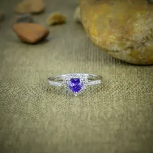 Nakshmart Natural Tanzanite Quartz 925 Sterling Silver Statement Ring