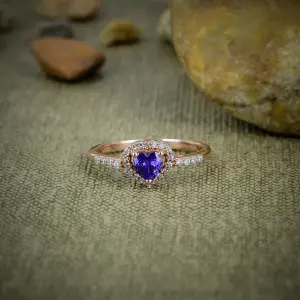 Nakshmart 925 Sterling Silver Tanzanite Quartz Bezel Statement Ring