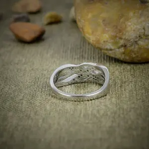 Nakshmart White Zirconia 925 Sterling Silver Bezel Statement Ring