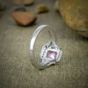 Pink Kunzite 925 Sterling Silver Bezel Set Statement Ring