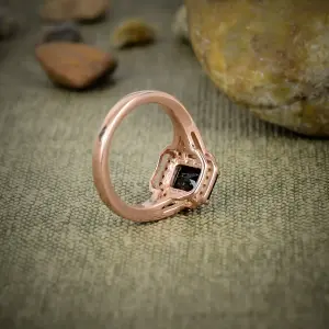 Nakshmart Black Spinel 925 Sterling Silver Bezel Statement Ring