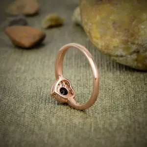 Nakshmart Natural Black Spinel 925 Sterling Silver Statement Ring