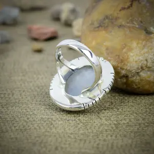Nakshmart Natural Moonstone 925 Sterling Silver Statement Ring