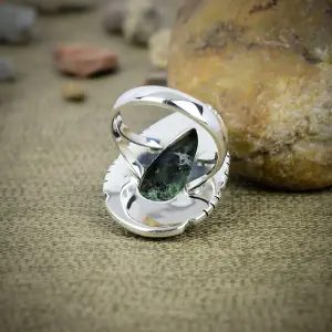 Natural Ruby Zoisite 925 Sterling Silver Statement Ring