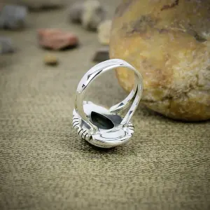Natural Labradorite Statement Ring in 925 Sterling Silver