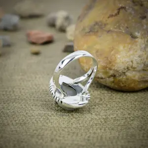 Nakshmart Natural Moonstone 925 Sterling Silver Statement Ring
