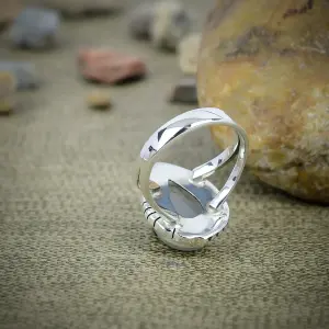 Nakshmart Natural Moonstone Bezel Statement Ring in 925 Silver