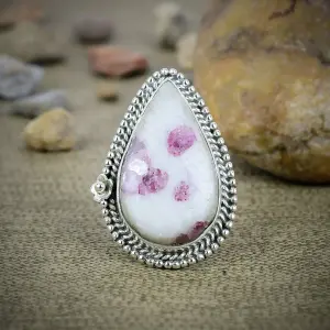 Natural Cinnabar Jasper 925 Sterling Silver Statement Ring Nakshmart
