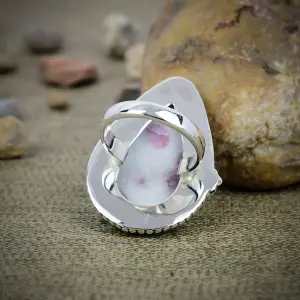 Natural Cinnabar Jasper 925 Sterling Silver Statement Ring Nakshmart