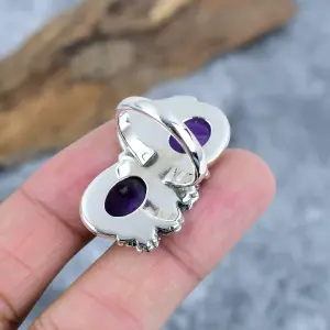 Natural Amethyst Statement Ring in 925 Sterling Silver Bezel Set