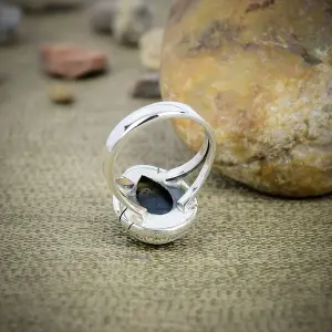 Nakshmart Natural Labradorite 925 Sterling Silver Statement Ring