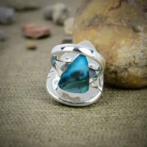 Nakshmart Natural Malachite 925 Sterling Silver Statement Ring