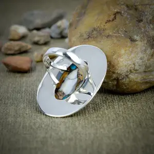 Nakshmart Natural Spiny Oyster Turquoise 925 Silver Statement Ring