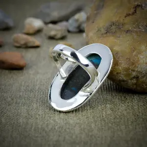 Natural Chrysoprase Statement Ring in 925 Sterling Silver