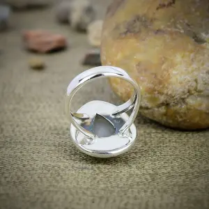 Nakshmart Natural Moonstone Statement Ring in 925 Sterling Silver