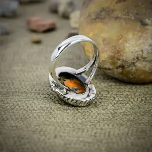 Natural Bumblebee Jasper Statement Ring in 925 Sterling Silver