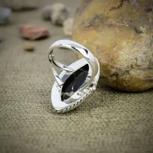 Nakshmart 925 Sterling Silver Peanut Wood Jasper Statement Ring