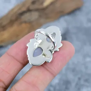 Nakshmart 925 Sterling Silver Natural Moonstone Statement Ring
