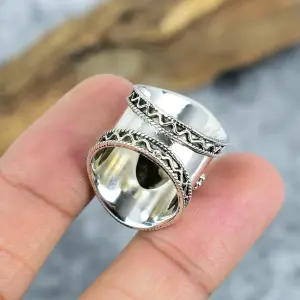 Nakshmart 925 Silver Natural Peanut Wood Jasper Statement Ring