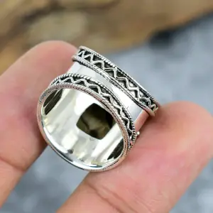 Nakshmart Peanut Wood Jasper 925 Sterling Silver Statement Ring