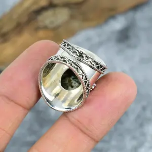 Natural Ruby Zoisite 925 Sterling Silver Bezel Statement Ring