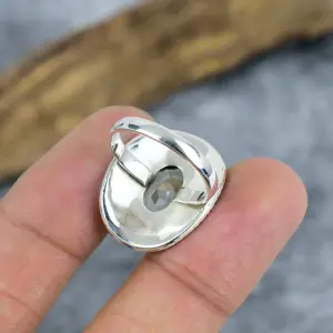 Nakshmart Natural Green Amethyst 925 Sterling Silver Statement Ring