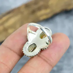 Nakshmart Natural Citrine Statement Ring in 925 Sterling Silver