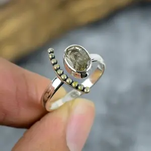 Golden Rutile Statement Ring in 925 Sterling Silver