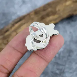 Natural Lodolite Quartz 925 Sterling Silver Bezel Statement Ring