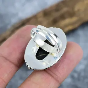 Natural Lighting Stone Septarian 925 Sterling Silver Statement Ring