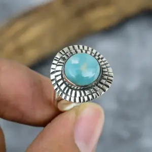 Natural Republic Larimar 925 Sterling Silver Statement Ring