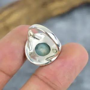 Natural Republic Larimar 925 Sterling Silver Statement Ring