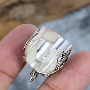 Nakshmart Natural Amethyst 925 Sterling Silver Statement Ring